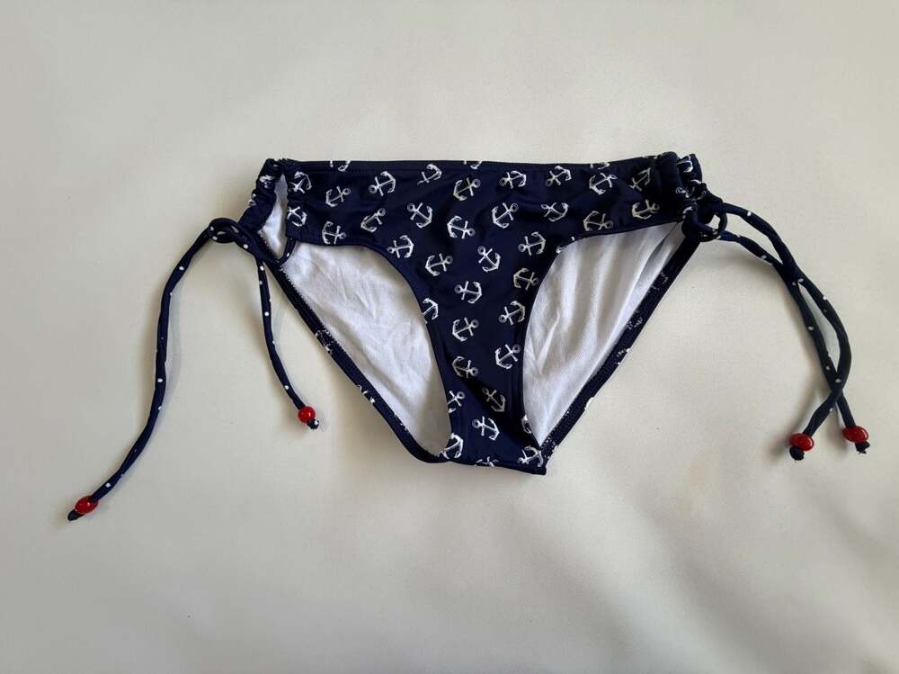Delias Navy Anchor Bikini Bottom Size M Side Tie String Swim Bottom Y2K